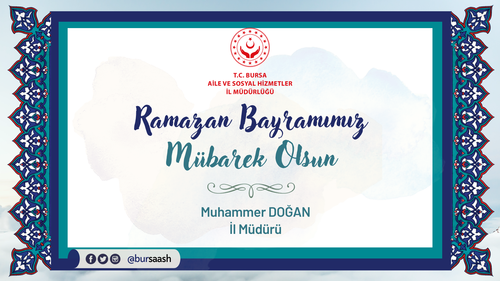 İl Müdürümüz Muhammer Doğan, Ramazan Bayramı vesilesiyle bir kutlama mesajı yayımladı;