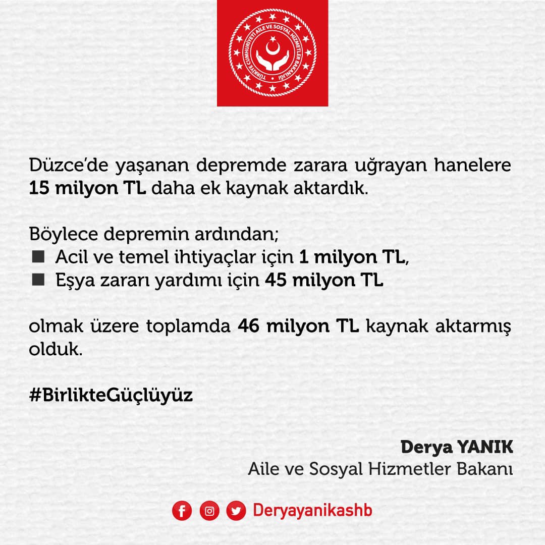 Düzce Zarar Gören Hanelere Ek Kaynak 