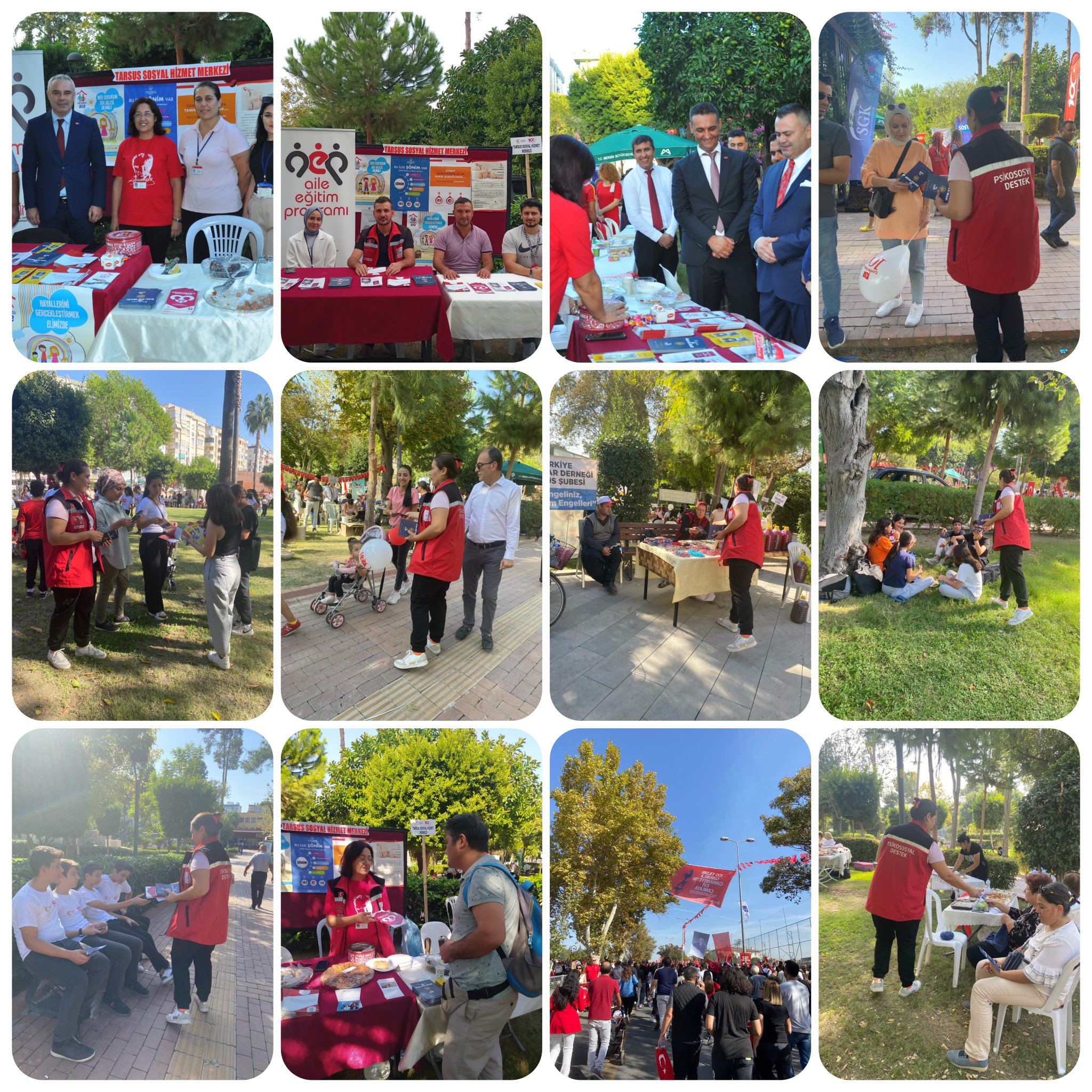 Cumhuriyetin 100.Yılında Tarsus Kaymakamlığı tarafından açılan kermes alanında Müdürlüğümüz tarafından stant açılarak vatandaşlarımıza Bakanlığımız hizmetlerinin tanıtımı yapılmış ve broşür dağıtılmıştır. 
