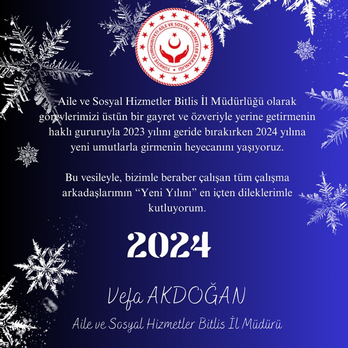 İl Müdürümüz Vefa Akdoğan'ın yeni yıl mesajı 