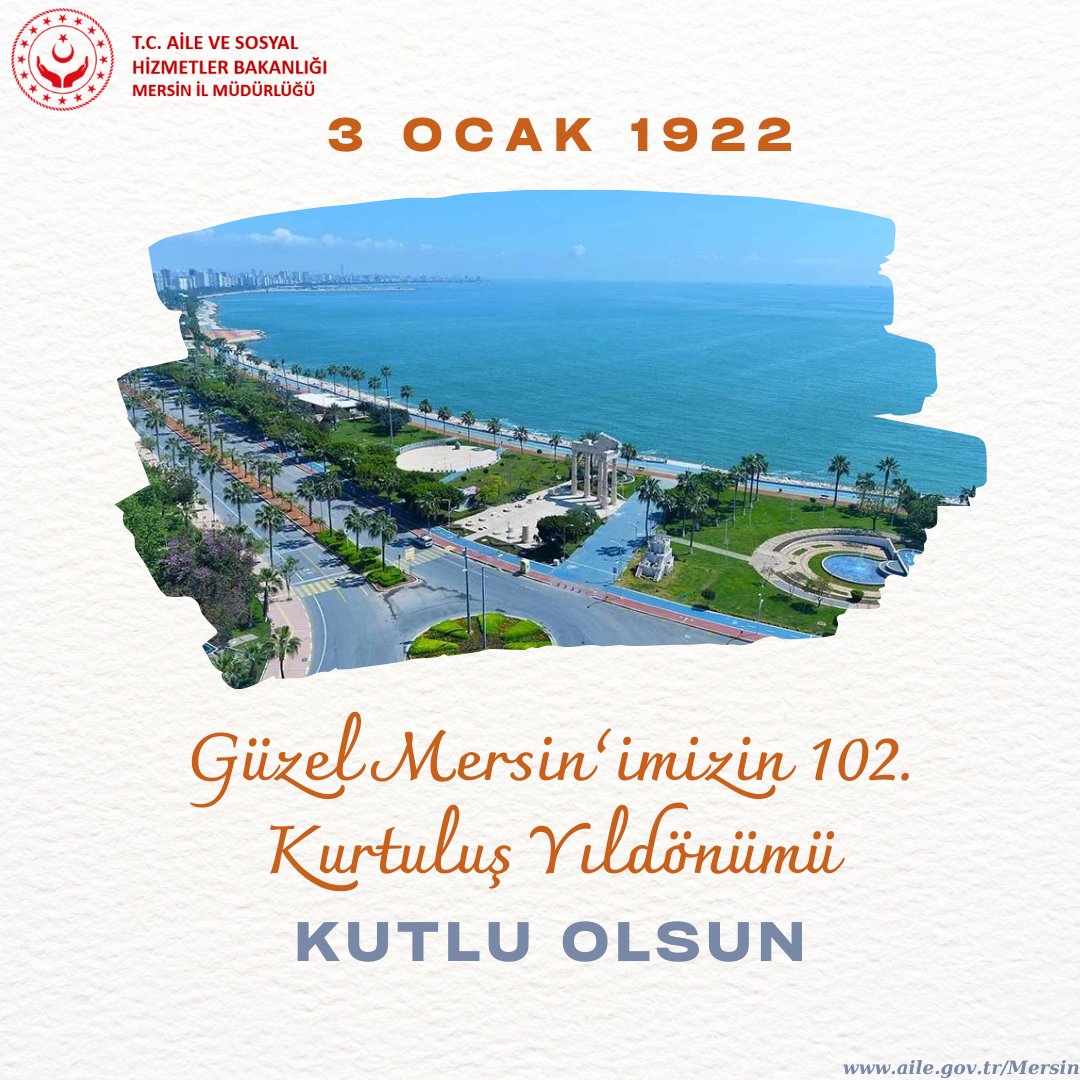 Mersin’in Düşman İşgalinden Kurtuluşu’nun 102.yıl  dönümünde başta Gazi Mustafa Kemal Atatürk  olmak üzere Kurtuluş Mücadelesi gösteren tüm şehitlerimizi ve gazilerimizi saygı, rahmet ve minnetle anıyoruz.