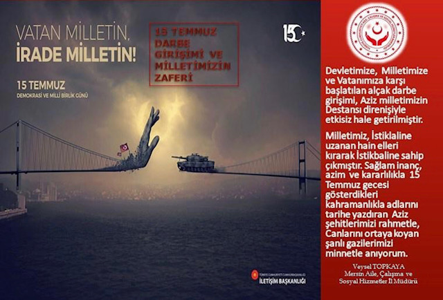 İL MÜDÜRÜMÜZ VEYSEL TOPKAYA'NIN "15 TEMMUZ DEMOKRASİ VE MİLLİ BİRLİK GÜNÜ" MESAJI