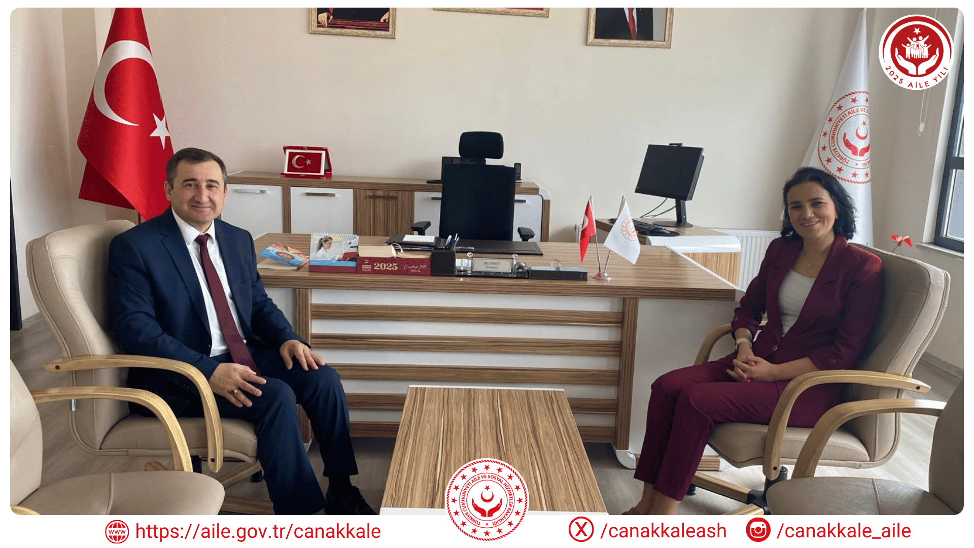 Aile Yılı Ziyaretleri kapsamında, Aile ve Toplum Hizmetleri Genel Müdürlüğü Sosyal Destek Hizmetleri Daire Başkanımız Sayın Şirin AÇILAN, İl Müdürümüz Ali ÖMÜT’ü Ziyaret Etti