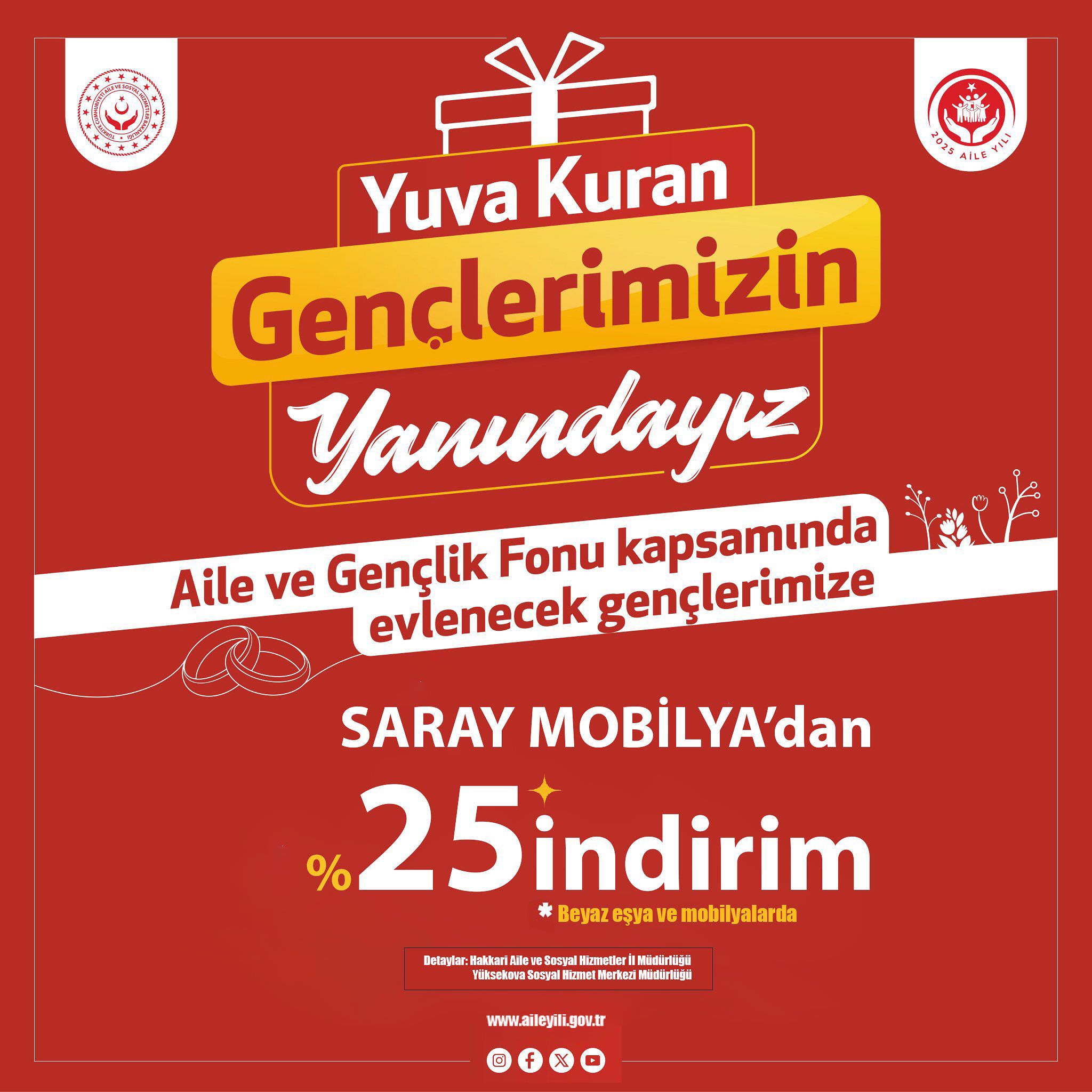 Yüksekova Saray Mobilya’dan; Yeni Evlenecek Gençlere “Bir olalım Destek olalım” Kampanya Desteği