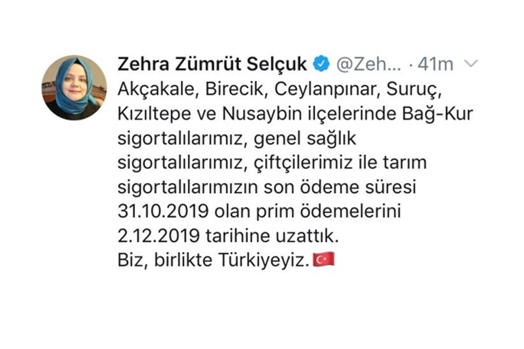 Bakan Selçuk: "6 İlçede GSS ve SGK Prim Ödemelerini 2 Aralık Tarihine Kadar Uzattık"
