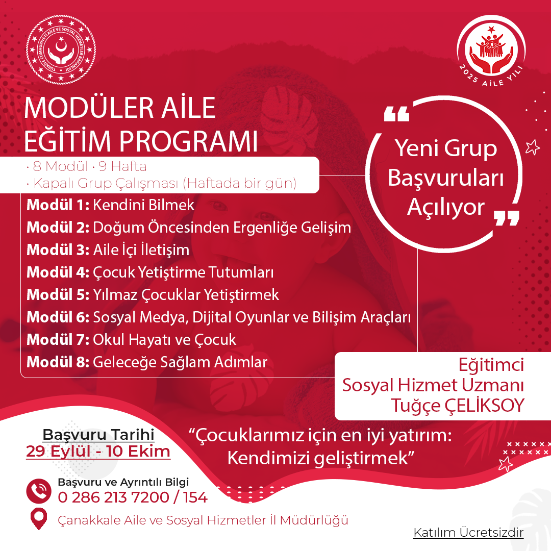 📢 Modüler Aile Eğitim Programı başvuruları başladı!