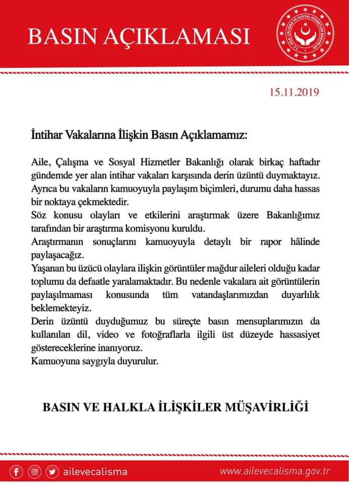 İntihar Vakalarına İlişkin Basın Açıklamamız