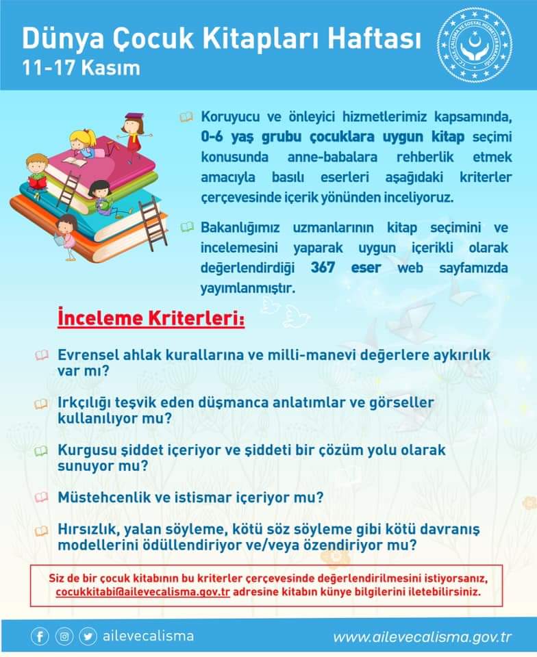 11-17 Kasım Dünya Çocuk Kitapları Hakları Haftası