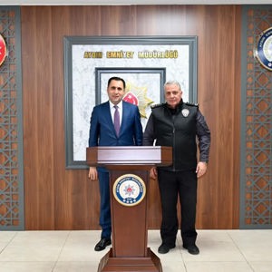 İl Müdürümüz İlkay Türkoğlu, göreve başlaması dolayısıyla yürütülen kurumlar arası iş birliği ve koordinasyon kapsamında Aydın İl Emniyet Müdürümüz Sayın Armağan Adnan ERDOĞAN’ı makamında ziyaret etti. - fotoğraf 1