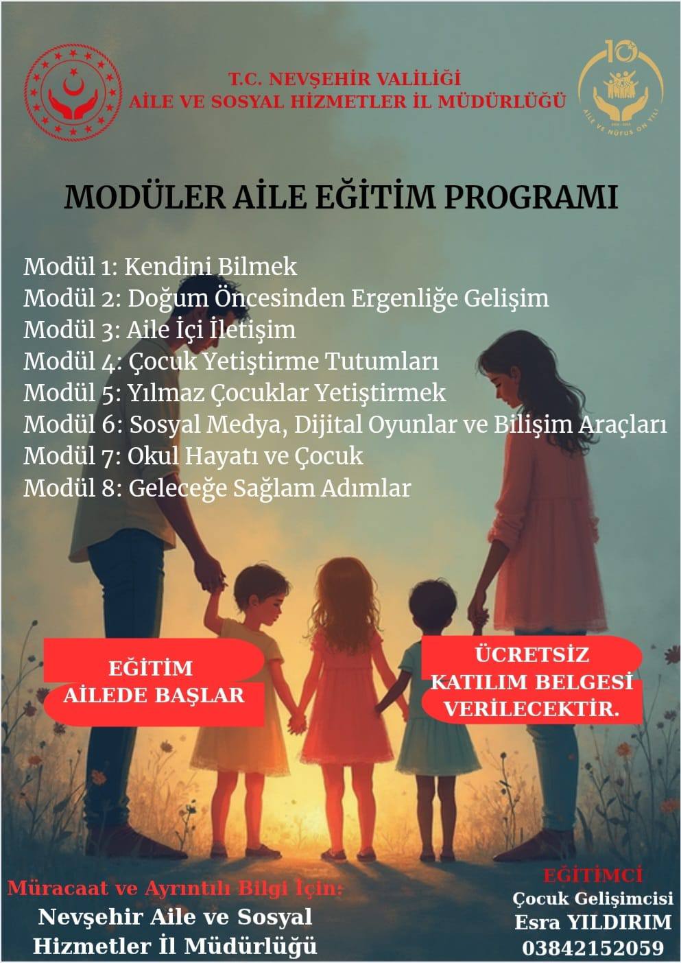 Modüler Aile Eğitim Programımız 04.02.2026 tarihinde ilk eğitimimiz "Kendini Bilmek" oturumu ile başlamıştır. 