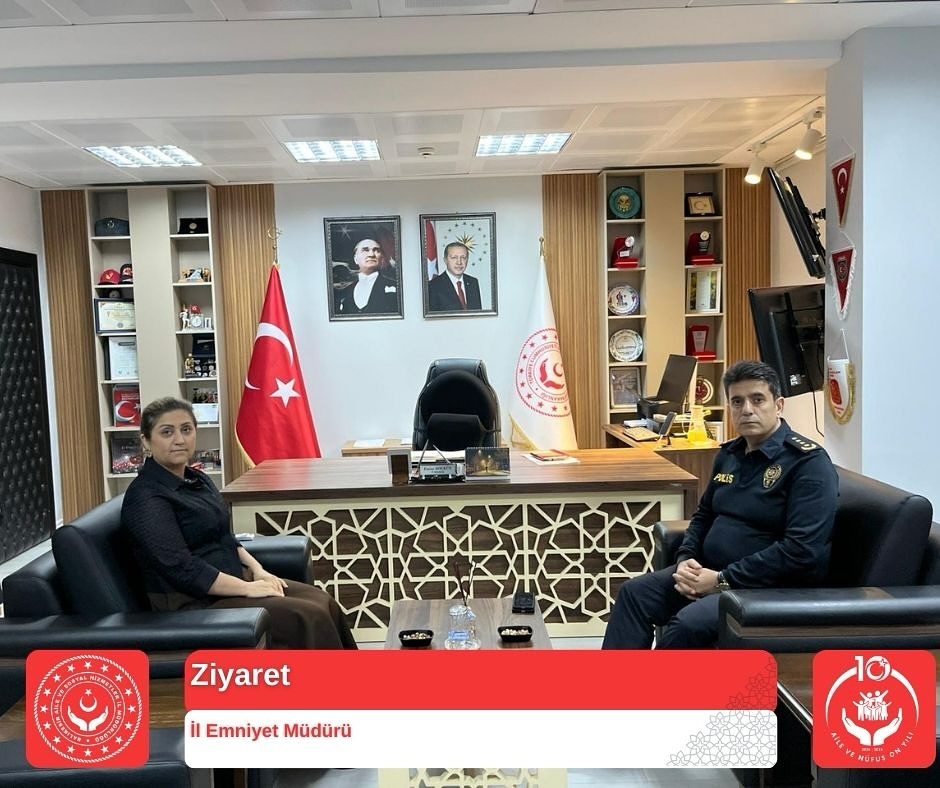 İl Emniyet Müdürü Sayın Şükrü YAMAN, İl Müdürümüz Sayın Emine BÖÇKÜN’e ziyaret gerçekleştirdi.