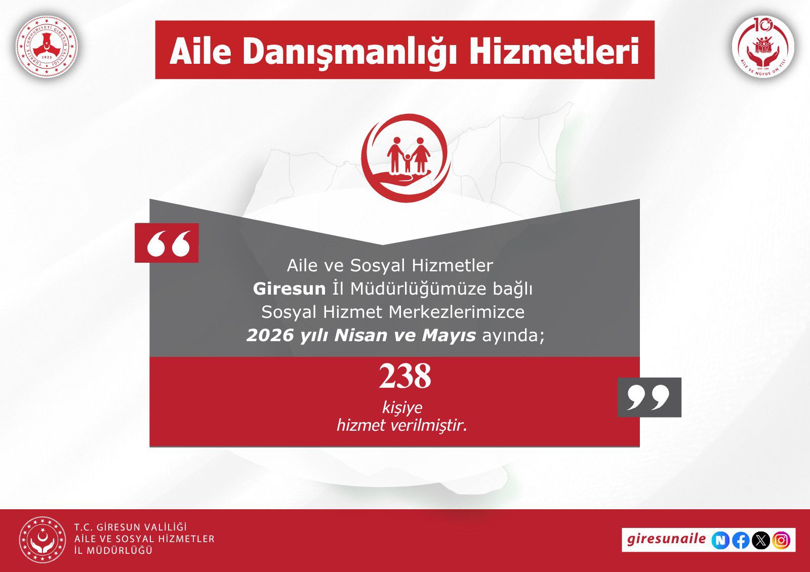 Nisan ve Mayıs Ayında Aile Danışmanlığı Hizmetleri