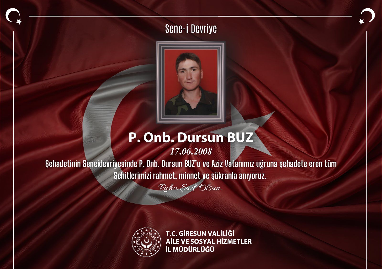 Şehidimiz P. Onb. Dursun BUZ'u Rahmet ve Minnetle Anıyoruz