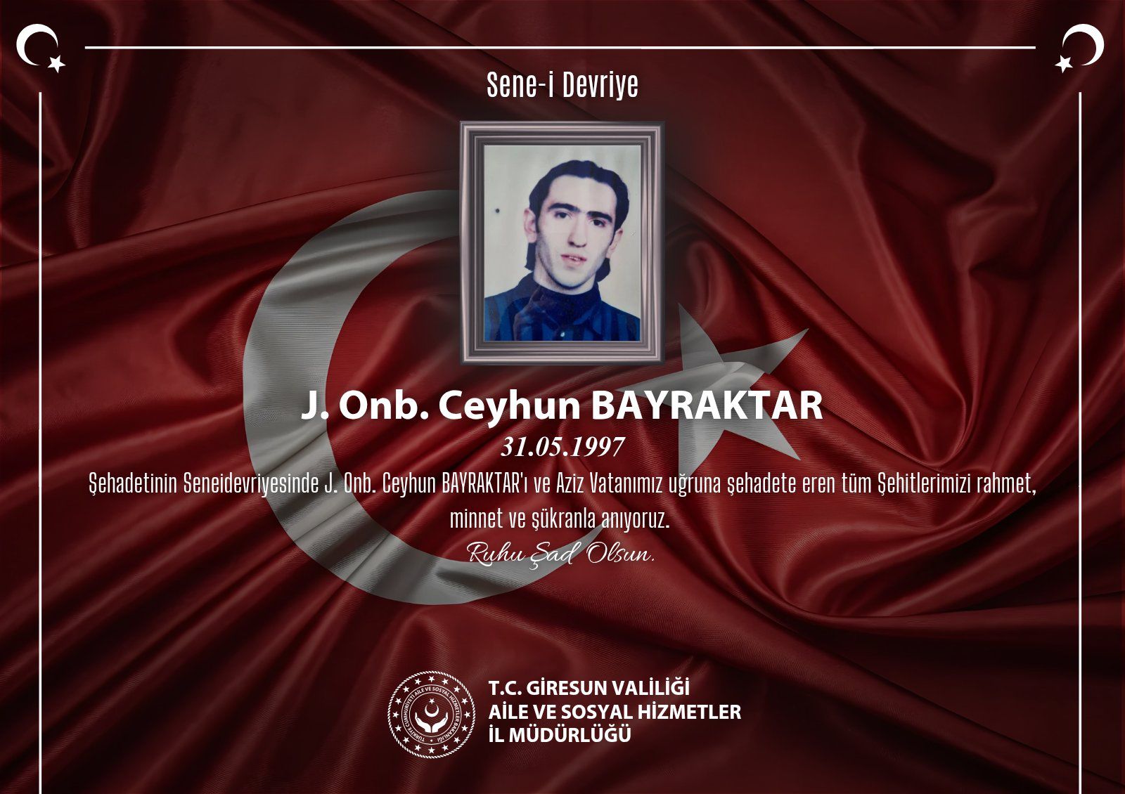 Kahraman Şehidimiz J. Onb. Ceyhun BAYRAKTAR'ı Saygı, Rahmet ve Minnetle Anıyoruz