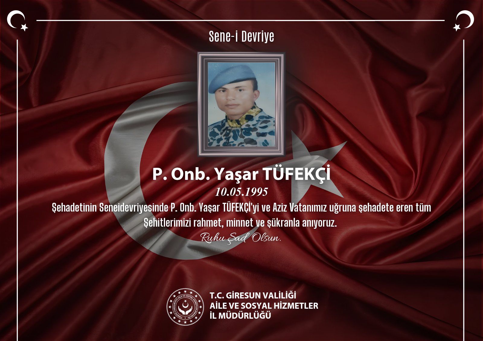 Kahraman Şehidimiz P. Onb. YAŞAR TÜFEKÇİ’yi Saygı, Rahmet ve Minnetle Anıyoruz