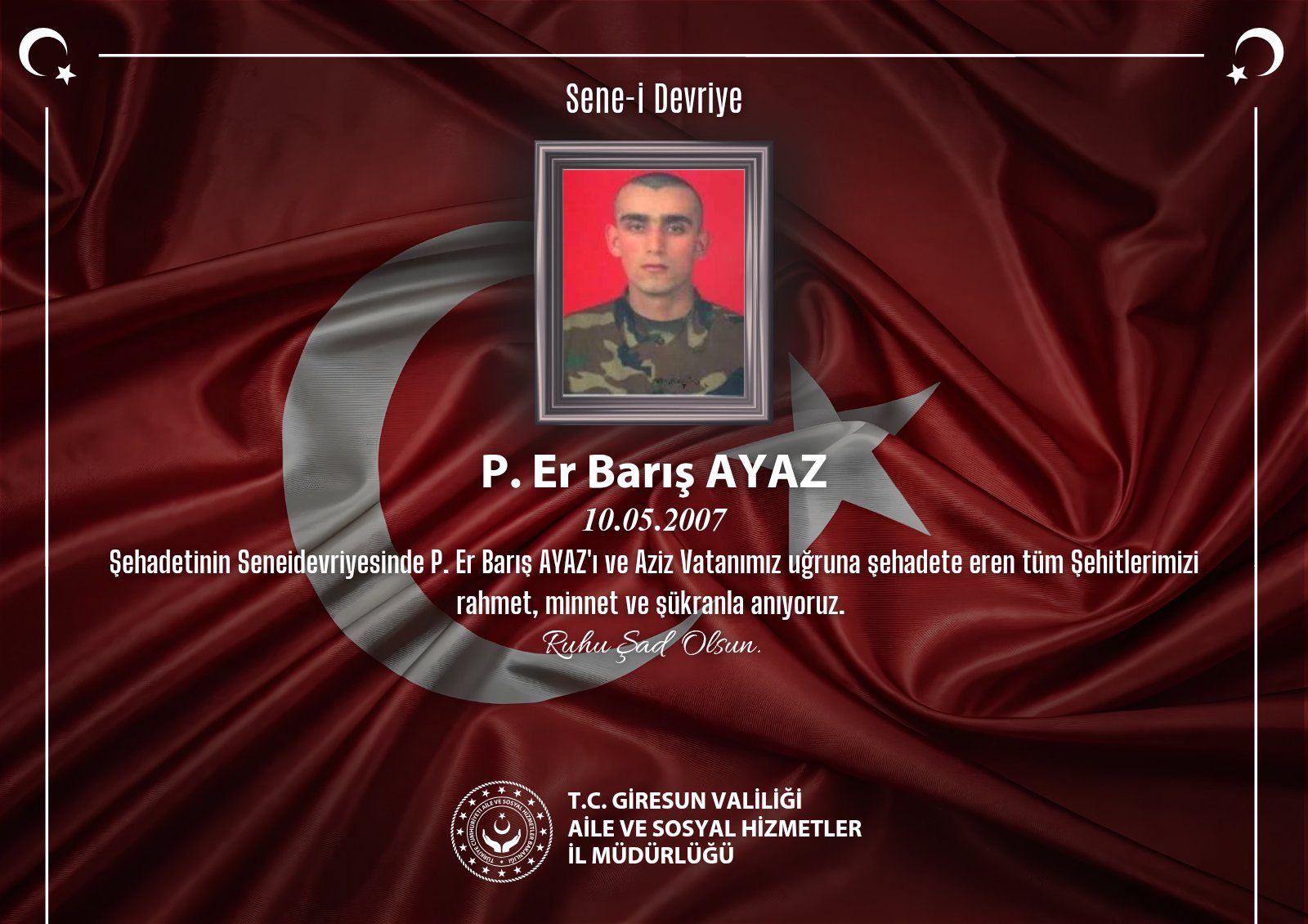 Kahraman Şehidimiz P. Er BARIŞ AYAZ’ı Saygı, Rahmet ve Minnetle Anıyoruz