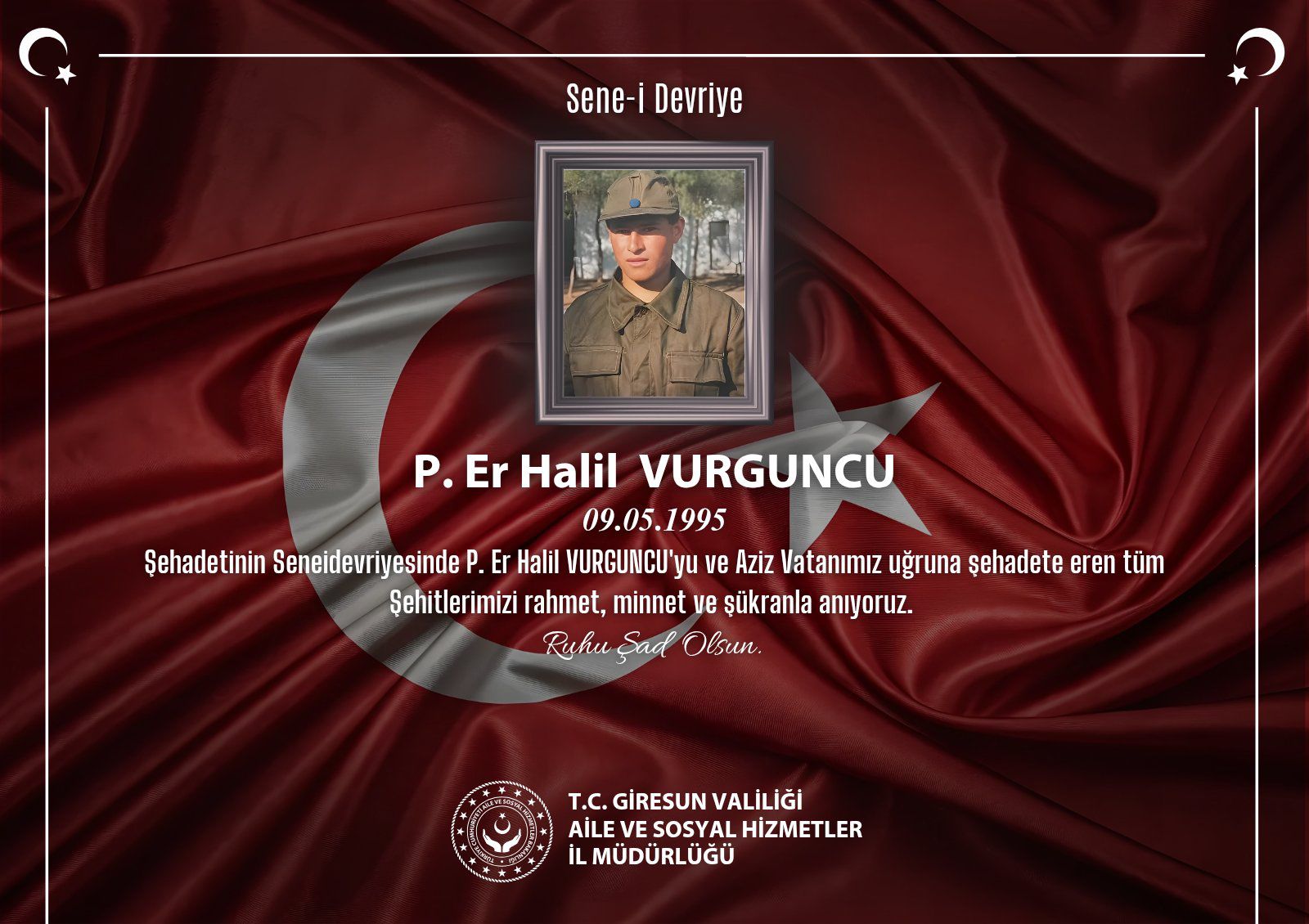 Kahraman Şehidimiz P. Er HALİL VURGUNCU’yu Saygı, Rahmet ve Minnetle Anıyoruz