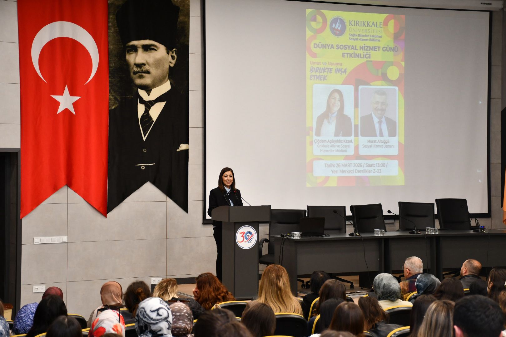 İl Müdürümüz Sayın Çiğdem AÇIKYILDIZ KAZEL, Dünya Sosyal Hizmet Günü kapsamında Kırıkkale Üniversitesi Sosyal Hizmet Bölümü tarafından düzenlenen panele konuk olarak katılım sağladı.