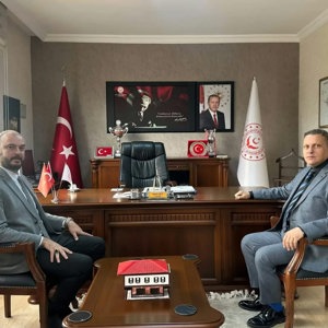 Karabük Ağız ve Diş Sağlığı Eğitim ve Araştırma Hastanesi Başhekimi Prof. Dr. Ahmet Taylan Çebi, İl Müdürümüz Sami Çift’i makamında ziyaret etti.  - fotoğraf 1