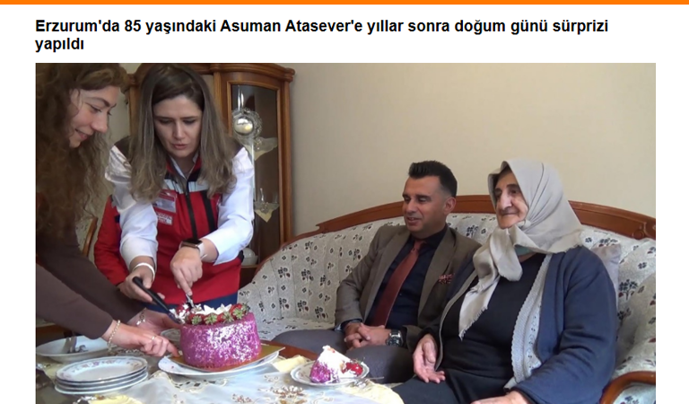 85 yaşındaki Asuman Atasever’e pastalı bir sürpriz yaptık.