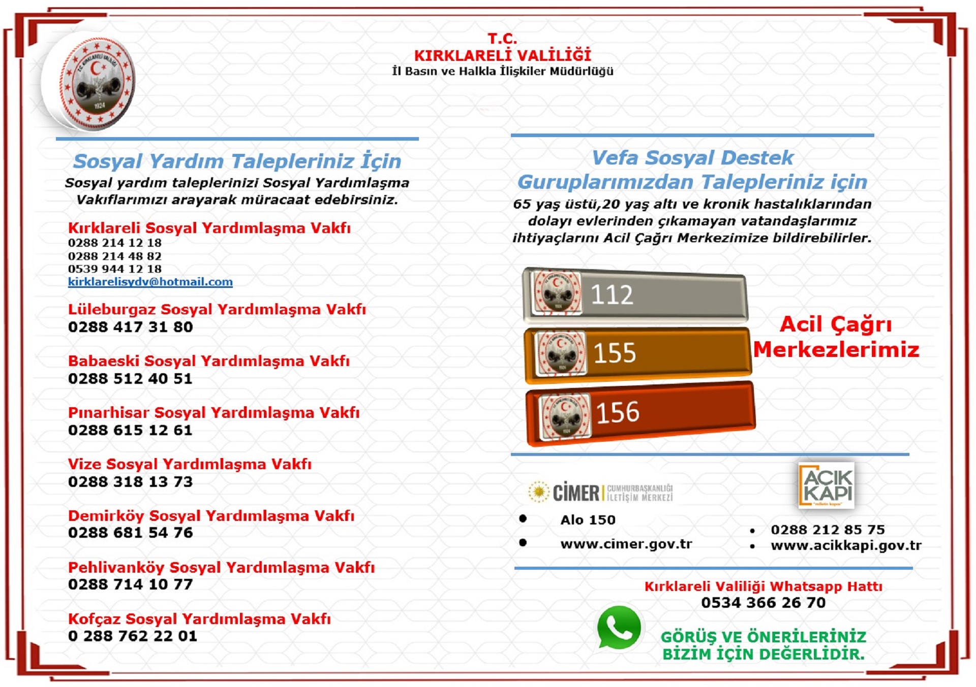 Sosyal Yardım Talepleri Hk.