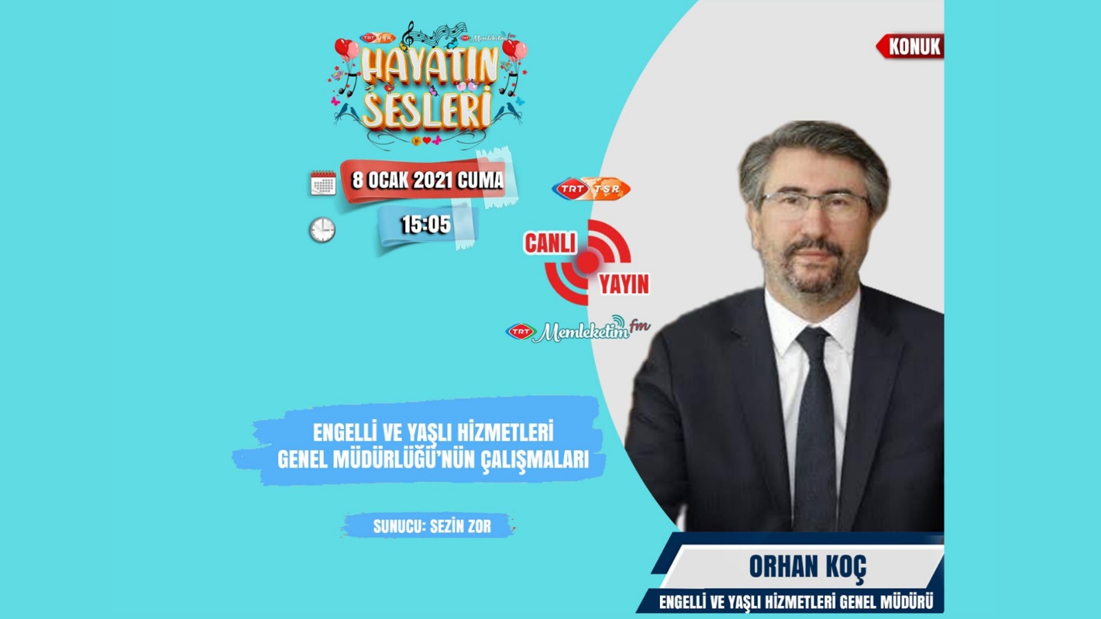 TRT Türkiye'nin Sesi Radyosunun Konuğu Uzm. Dr. Orhan KOÇ Pandemi Sürecinde Engelli ve Yaşlı Hizmetleri Genel Müdürlüğü'nün Misyonunu Anlattı