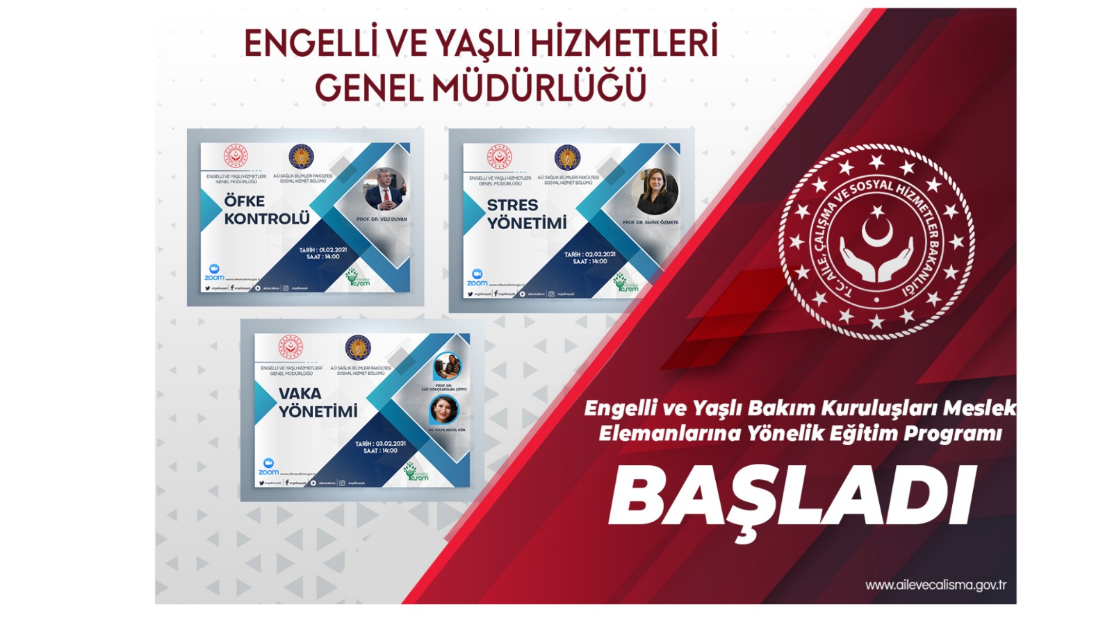 Engelli ve Yaşlı Bakım Kuruluşları Meslek Elemanlarına Yönelik Eğitim Programı Başladı