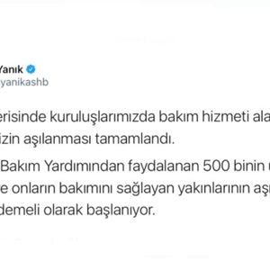 Bakanımız Sayın Derya Yanık: “Evde Bakım Yardımı alan 500 binin üzerindeki engelli ve yakını için aşılama başlıyor” - fotoğraf 1